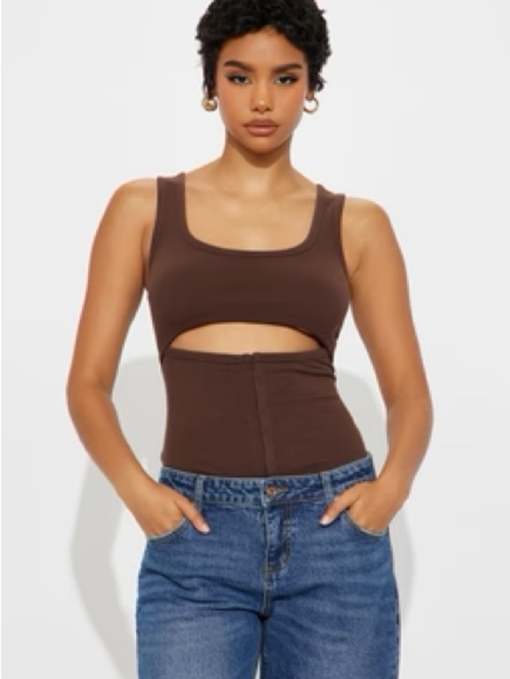 Fashion Nova Chocolate Brown Cutout Tank